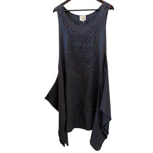 Yea NEW Crochet Applique Linen Lagenlook Dress Size S/M